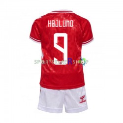 Danmark drakt Hojlund 9 Hjemmetrøye Kort erm Euro 2024 , Barnesett