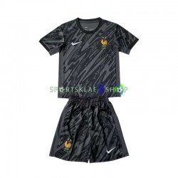 Frankrike drakt Keeper Bortetrøye Kort erm Euro 2024 , Barnesett