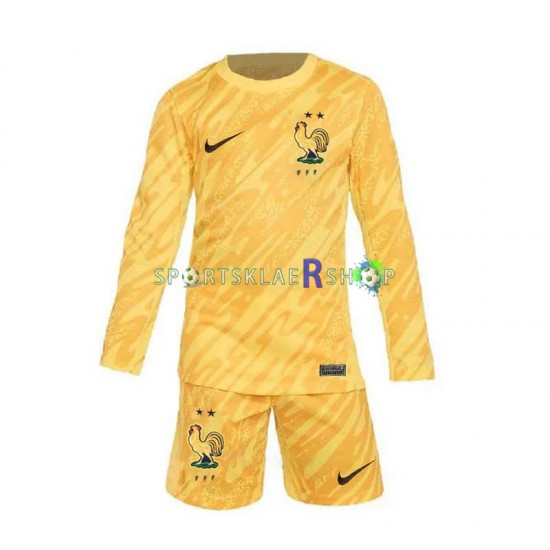 Frankrike drakt Keeper Hjemmetrøye Lang erm Euro 2024 , Barnesett