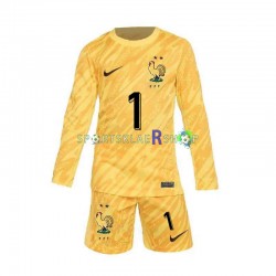 Frankrike drakt Hugo Lloris 1 Keeper Hjemmetrøye Lang erm Euro 2024 , Barnesett
