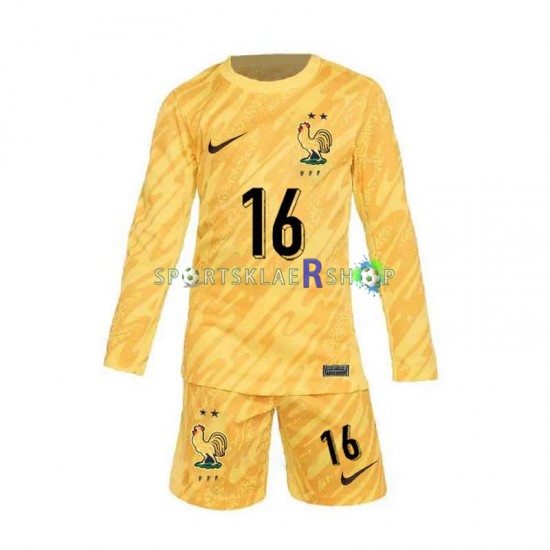 Frankrike drakt Mike Maignan 16 Keeper Hjemmetrøye Lang erm Euro 2024 , Barnesett