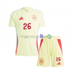Spania drakt Pedri 26 Bortetrøye Kort erm Euro 2024 , Barnesett