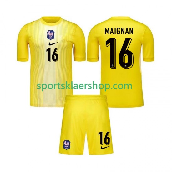Frankrike drakt Mike Maignan 16 Keeper Hjemmetrøye Kort erm 2025 , Barnesett