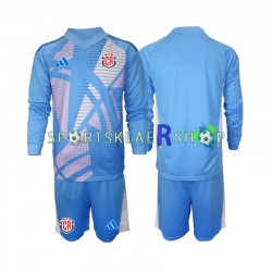 Costa Rica drakt Keeper Hjemmetrøye Lang erm 2024 Blå , Barnesett