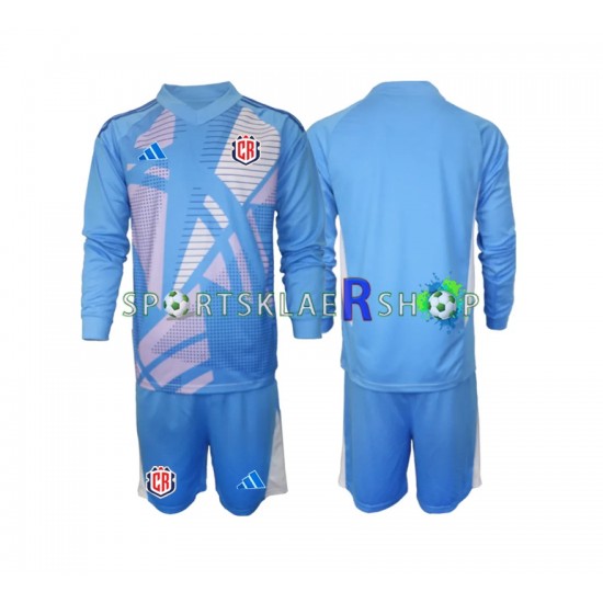 Costa Rica drakt Keeper Hjemmetrøye Lang erm 2024 Blå , Barnesett