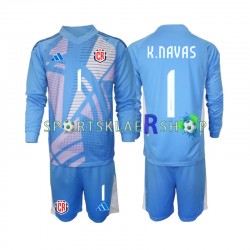 Costa Rica drakt Keylor Navas 1 Keeper Hjemmetrøye Lang erm 2024 Blå , Barnesett