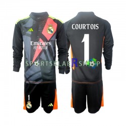 Real Madrid drakt Thibaut Courtois 1 Keeper Bortetrøye Lang erm 2024-2025 Svart , Barnesett