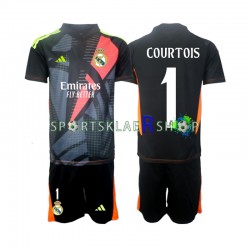 Real Madrid drakt Thibaut Courtois 1 Keeper Bortetrøye Kort erm 2024-2025 Svart , Barnesett