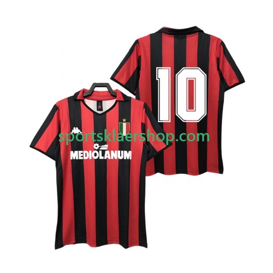 AC Milan drakt 10 1988 1989 Retro Hjemmetrøye Kort erm , Herre