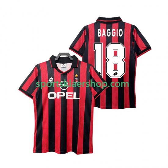 AC Milan drakt BAGGIO 18 1995 1996 Retro Hjemmetrøye Kort erm , Herre