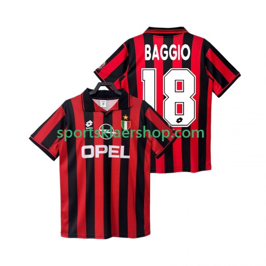 AC Milan drakt BAGGIO 18 1996 1997 Retro Hjemmetrøye Kort erm , Herre