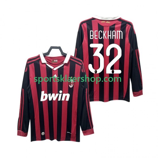 AC Milan drakt BECKHAM 32 2009 Retro Hjemmetrøye Lang erm 2010 , Herre