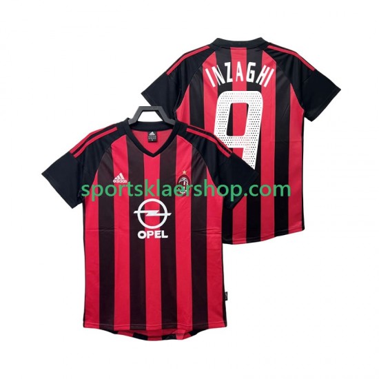 AC Milan drakt INZAGHI 9 2002 2003 Retro Hjemmetrøye Kort erm , Herre
