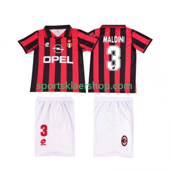 AC Milan drakt MALDINI 3 1996 1997 Retro Hjemmetrøye Kort erm , Barnesett