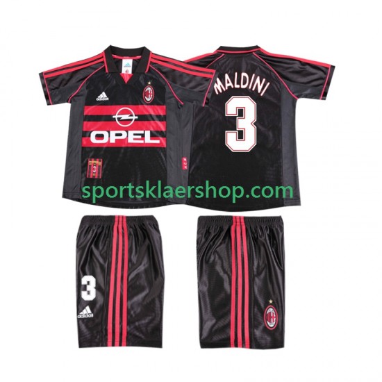 AC Milan drakt MALDINI 3 1998 Retro Tredjetrøye Kort erm 1999 , Barnesett