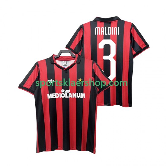 AC Milan drakt MALDINI 3 1991 Retro Hjemmetrøye Kort erm 1990 , Herre