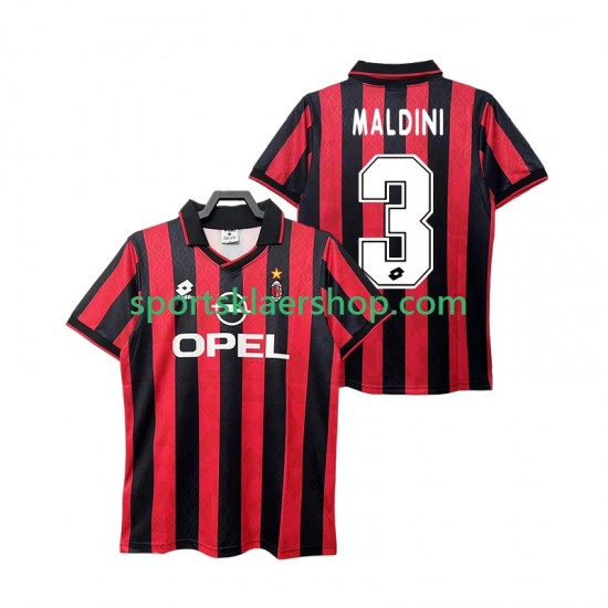 AC Milan drakt MALDINI 3 1995 1996 Retro Hjemmetrøye Kort erm , Herre