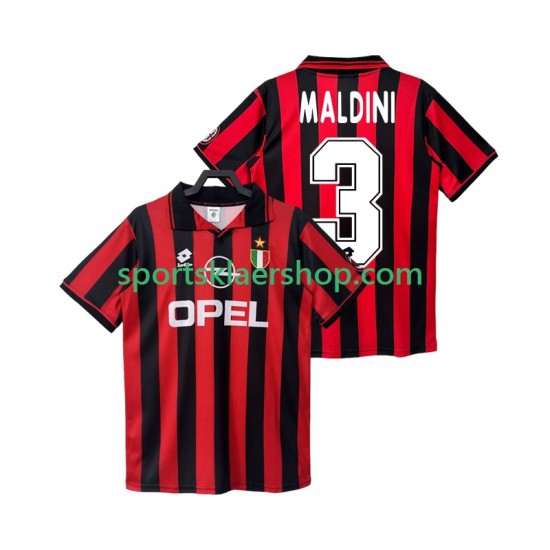 AC Milan drakt MALDINI 3 1996 1997 Retro Hjemmetrøye Kort erm , Herre