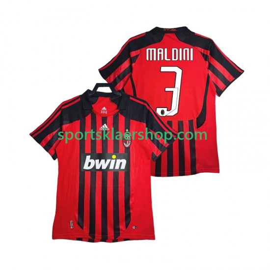 AC Milan drakt MALDINI 3 2007 Retro Hjemmetrøye Kort erm 2008 , Herre
