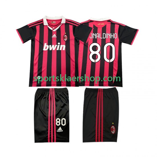 AC Milan drakt RONALDINHO 80 2009 Retro Hjemmetrøye Kort erm 2010 , Barnesett