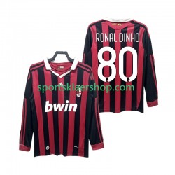 AC Milan drakt RONALDINHO 80 2009 Retro Hjemmetrøye Lang erm 2010 , Herre AC Milan drakt RONALDINHO 80 2009 Retro Hjemmetrøye Lang erm 2010 , Herre