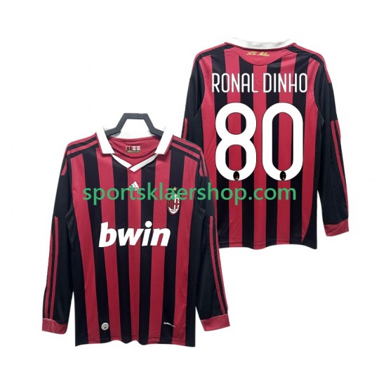 AC Milan drakt RONALDINHO 80 2009 Retro Hjemmetrøye Lang erm 2010 , Herre