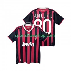 AC Milan drakt RONALDINHO 80 2009 Retro Hjemmetrøye Kort erm 2010 , Herre AC Milan drakt RONALDINHO 80 2009 Retro Hjemmetrøye Kort erm 2010 , Herre