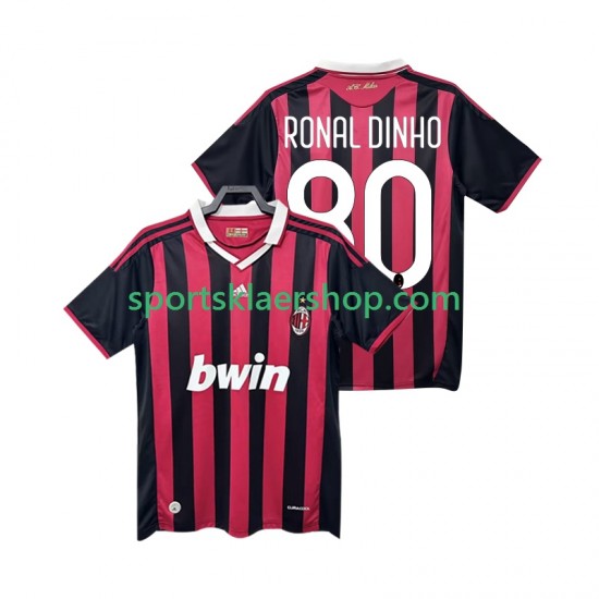 AC Milan drakt RONALDINHO 80 2009 Retro Hjemmetrøye Kort erm 2010 , Herre