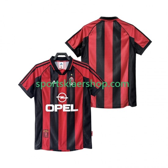 AC Milan drakt 1998 Retro Hjemmetrøye Kort erm 1999 , Herre