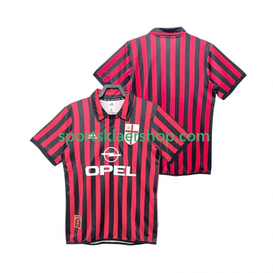 AC Milan drakt 2000 Retro Hjemmetrøye Kort erm 1999 , Herre