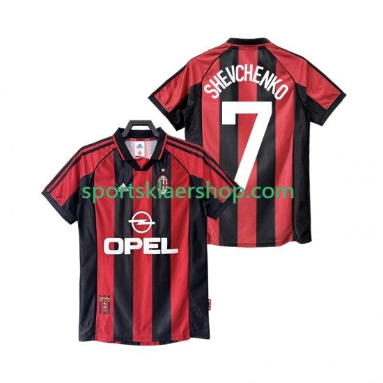AC Milan drakt SHEVCHENKO 7 1998 Retro Hjemmetrøye Kort erm 1999 , Herre