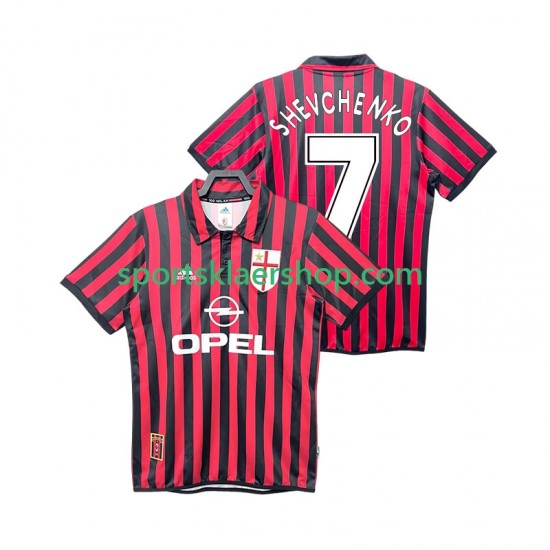 AC Milan drakt SHEVCHENKO 7 2000 Retro Hjemmetrøye Kort erm 1999 , Herre