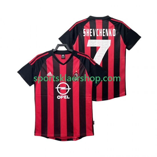 AC Milan drakt SHEVCHENKO 7 2002 2003 Retro Hjemmetrøye Kort erm , Herre