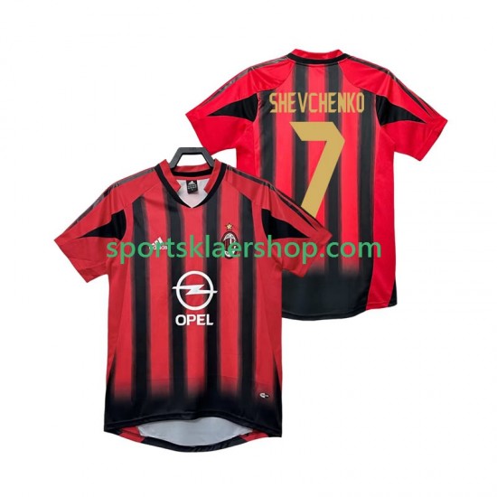 AC Milan drakt SHEVCHENKO 7 2005 Retro Hjemmetrøye Kort erm 2004 , Herre