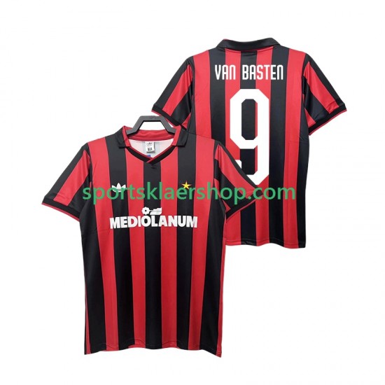AC Milan drakt VAN BASTEN 9 1991 Retro Hjemmetrøye Kort erm 1990 , Herre