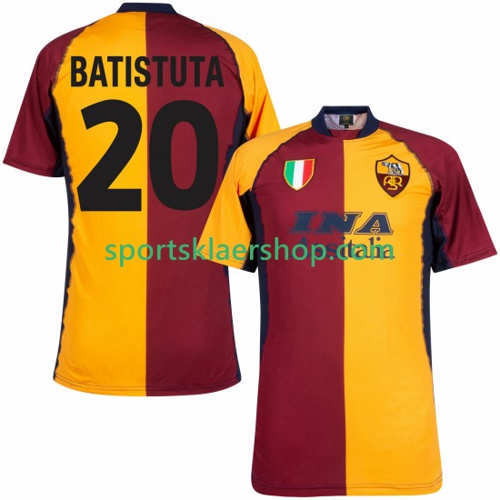 AS Roma drakt Batistuta 20 2000 2001 Retro Hjemmetrøye Kort erm , Herre