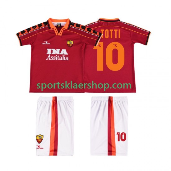 AS Roma drakt TOTTI 10 1998 Retro Hjemmetrøye Kort erm 1999 , Barnesett