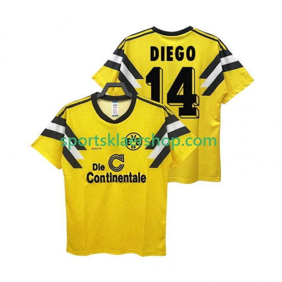 Borussia Dortmund drakt DIEGO 14 DFB-POKAL 1989 Retro Hjemmetrøye Kort erm , Herre