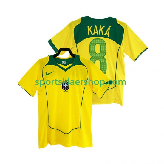 Brasil drakt KAKA 8 Retro Hjemmetrøye Kort erm 2004 , Herre