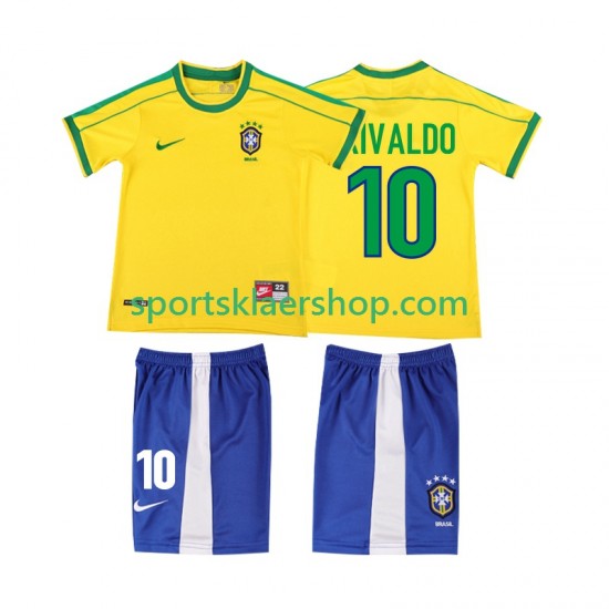 Brasil drakt RIVALDO 10 1998 Retro Hjemmetrøye Kort erm , Barnesett