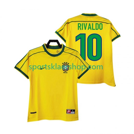 Brasil drakt RIVALDO 10 1998 Retro Hjemmetrøye Kort erm , Herre