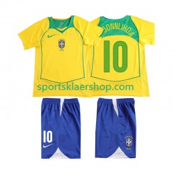 Brasil drakt RONALOINHO 10 Retro Hjemmetrøye Kort erm 2004 , Barnesett