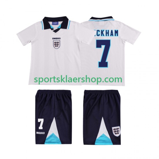 England drakt Beckham 7 1996 Retro Hjemmetrøye Kort erm , Barnesett