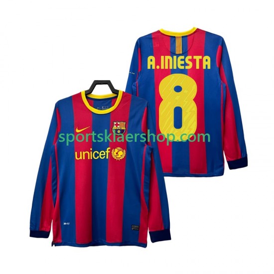 FC Barcelona drakt A INIESTA 8 Retro Hjemmetrøye Lang erm 2010 2011 , Herre
