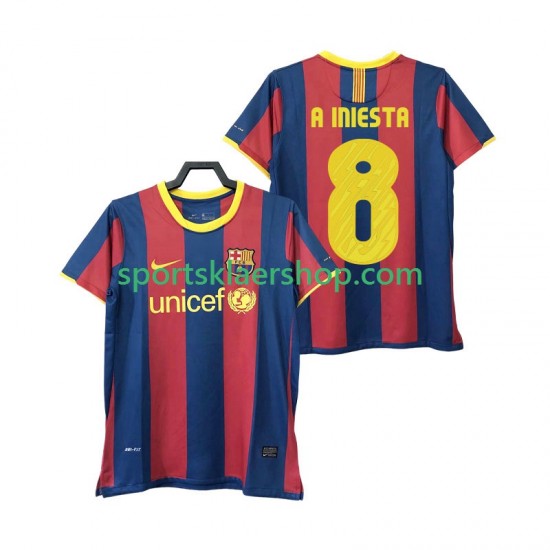 FC Barcelona drakt A INIESTA 8 Retro Hjemmetrøye Kort erm 2010 2011 , Herre
