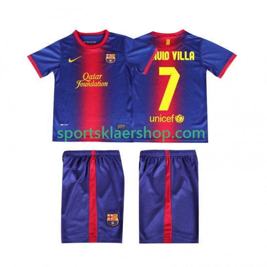 FC Barcelona drakt DAUID VILLA 7 2012 2013 Retro Hjemmetrøye Kort erm , Barnesett