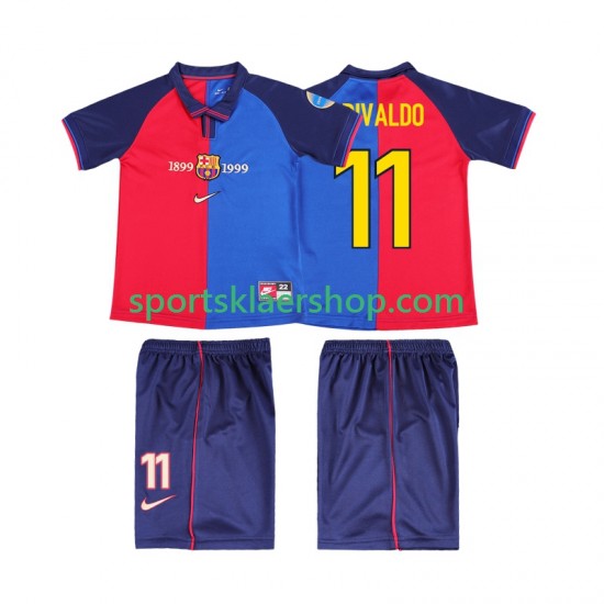 FC Barcelona drakt RIVALDO 11 2000 Retro Hjemmetrøye Kort erm 1999 , Barnesett
