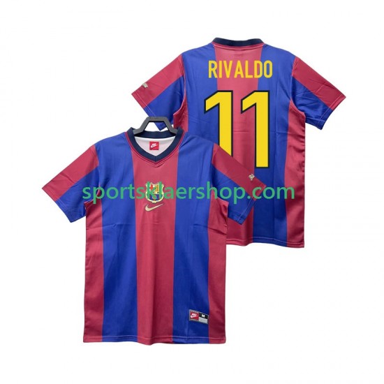 FC Barcelona drakt RIVALDO 11 1998 Retro Hjemmetrøye Kort erm 1999 , Herre