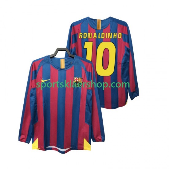 FC Barcelona drakt RONALDINHO 10 2005 Retro Hjemmetrøye Lang erm 2006 , Herre