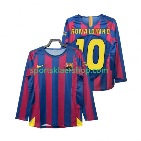 FC Barcelona drakt RONALDINHO 10 Champions League 2005 Retro Hjemmetrøye Lang erm 2006 , Herre